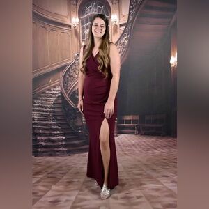 Womens mermaid style dress, burgundy formal dress for women, cruise dinner dress